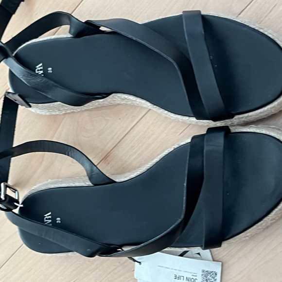 Zara leather ankle wrap strappy sandals 39 - Picture 3 of 5